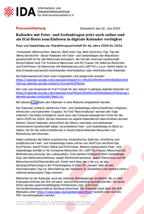 Pressemitteilung „Digitaler Gedenkkalender“ Pressemitteilung „Digitaler Gedenkkalender“